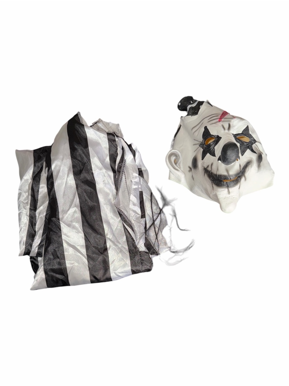 Scary Clown Mask and Black-White Striped Costume